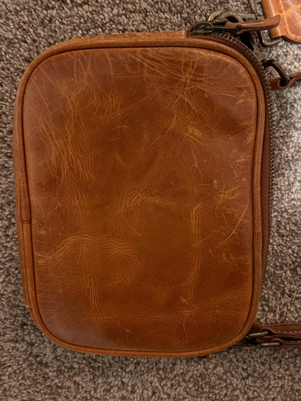 Leather Crossbody Bag with Colorful Aztec Strap - Brown - Picture 6 of 7